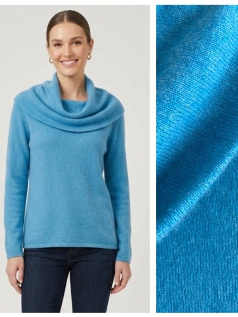 Sundance Cashmere Turquoise Blue Cowl Neck Sweater Large